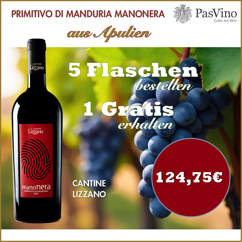 Primitivo di Manduria ManoNera DOP 2017 – Lizzano Angebot 5+1