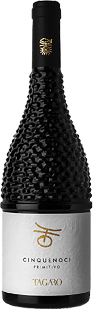 Tagaro Primitivo Cinquenoci Flasche Tagaro Primitivo Cinquenoci, ein kräftiger Rotwein aus Apulien mit dunkler Farbe