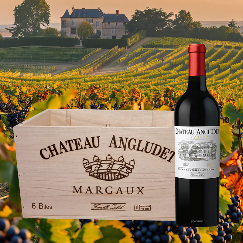 6 Flaschen Château d'Angludet Margaux AC 2019 in der Original Holzkiste