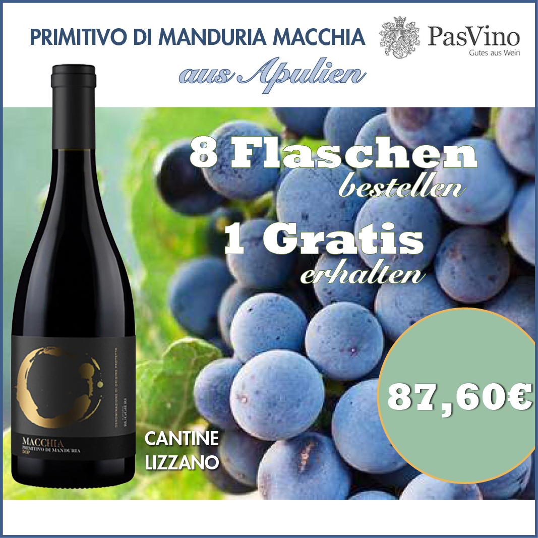 Primitivo di Manduria Macchia DOP 2022 – Lizzano Angebot 8+1